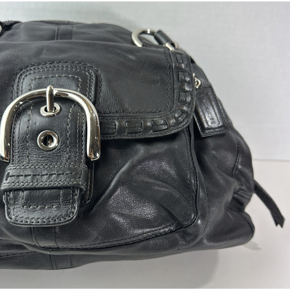 Coach Soho Courtney Buckle Domed Leather Shoulder Bag Flap Fold Over Satchel - Picture 6 of 16